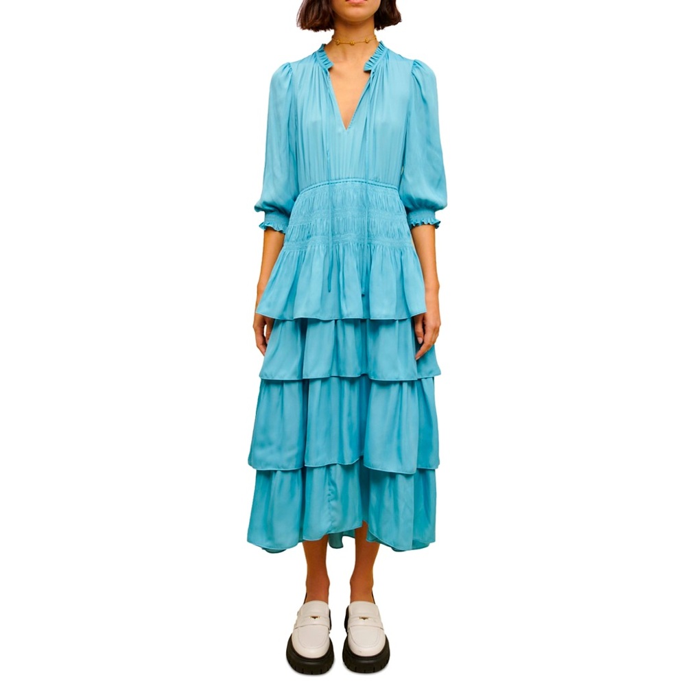 Maje Radjinette Tiered Midi Dress size 36, NWT